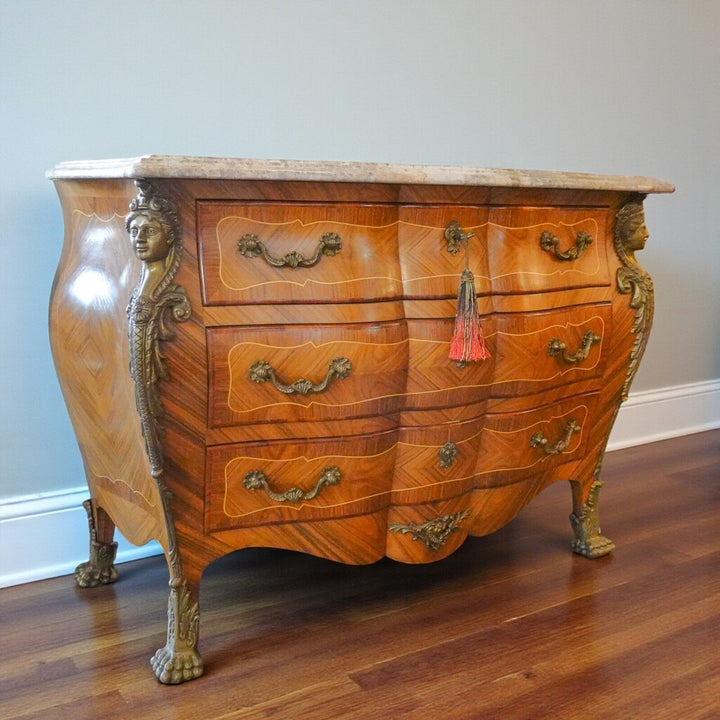 French Style Bombe Chest with Marble Top