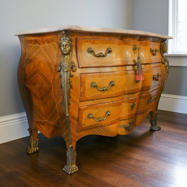 French Style Bombe Chest with Marble Top