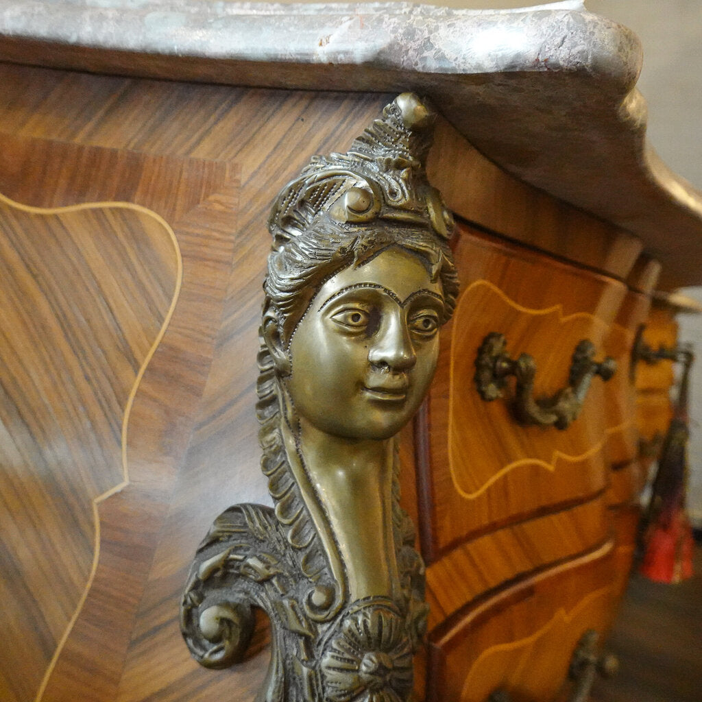 French Style Bombe Chest with Marble Top