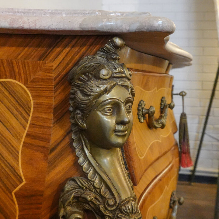 French Style Bombe Chest with Marble Top