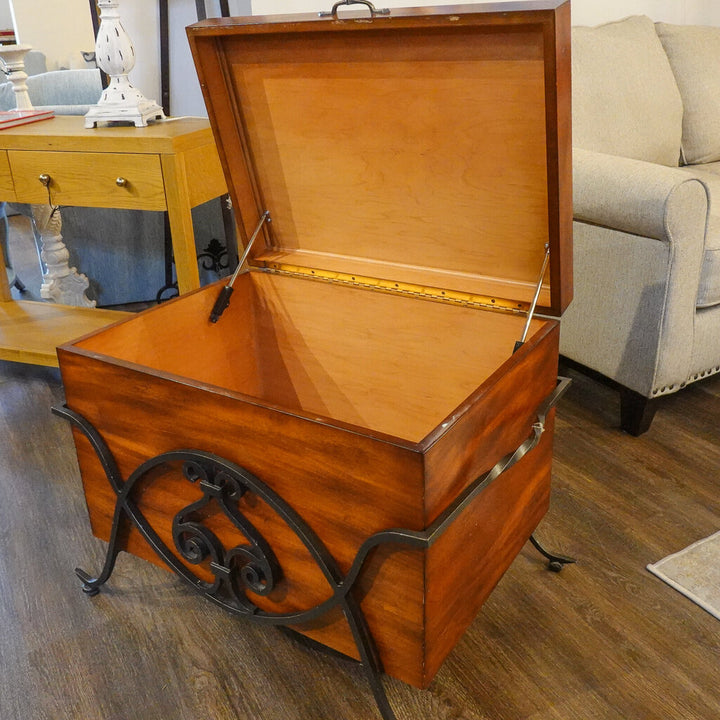 Wood and Iron Chest Table