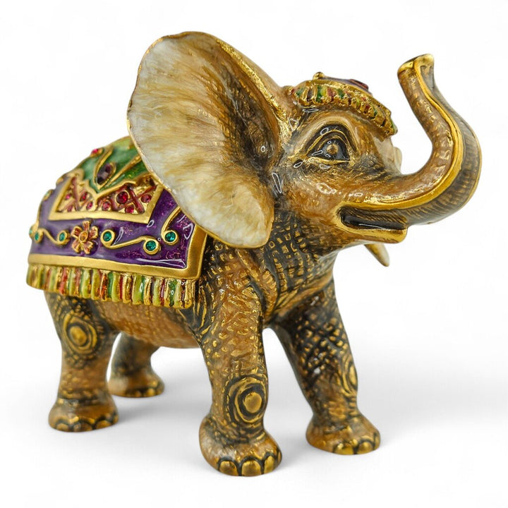 "Ellie" Enameled Brass and Crystal Baby Elephant