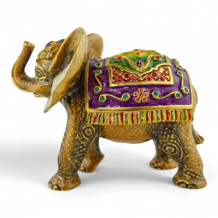 "Ellie" Enameled Brass and Crystal Baby Elephant