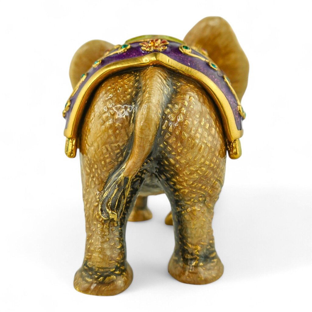 "Ellie" Enameled Brass and Crystal Baby Elephant