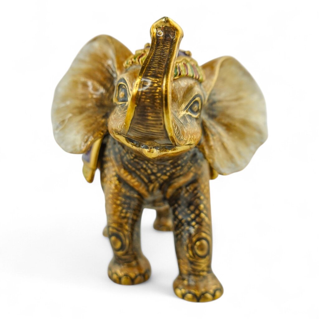 "Ellie" Enameled Brass and Crystal Baby Elephant
