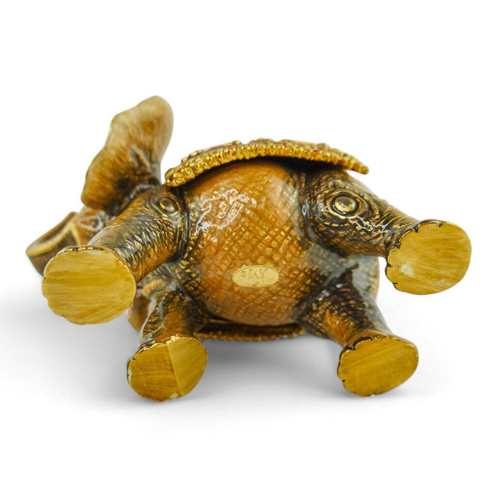 "Ellie" Enameled Brass and Crystal Baby Elephant