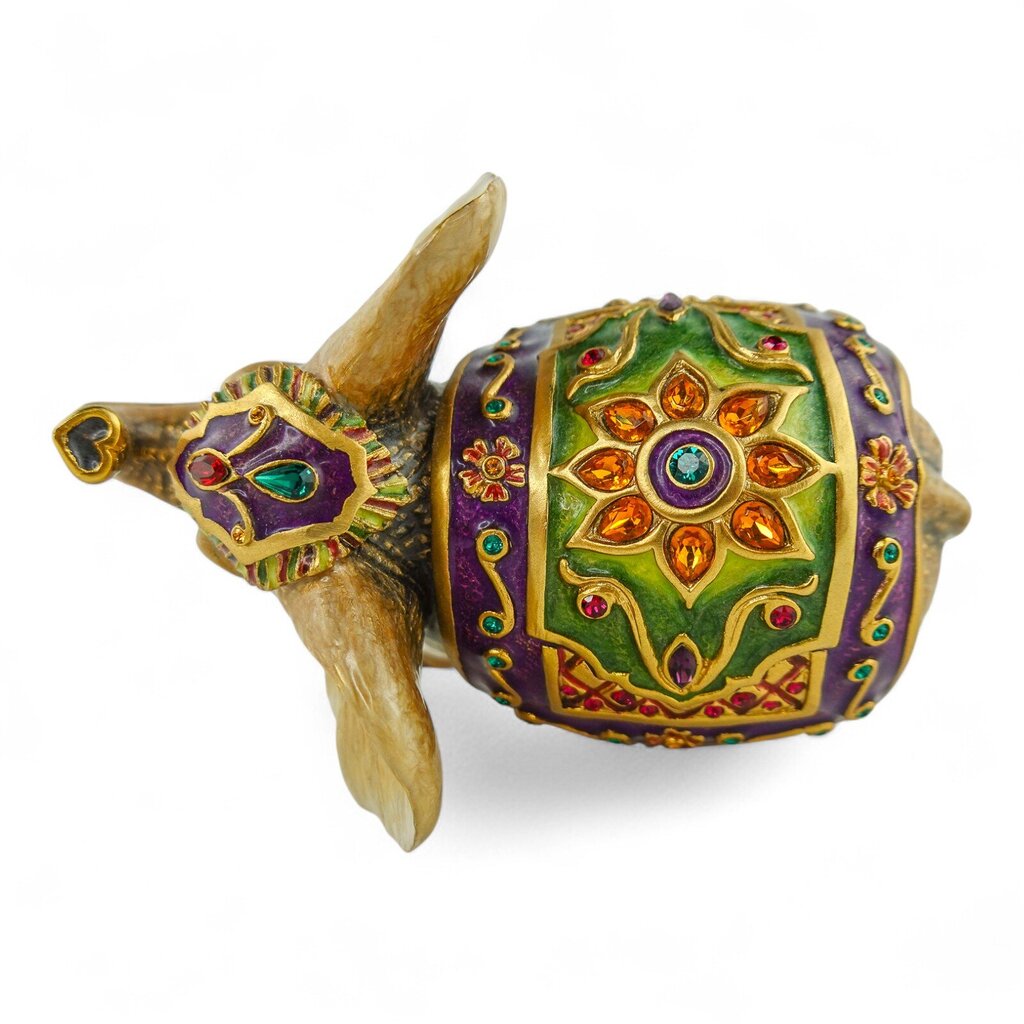 "Ellie" Enameled Brass and Crystal Baby Elephant