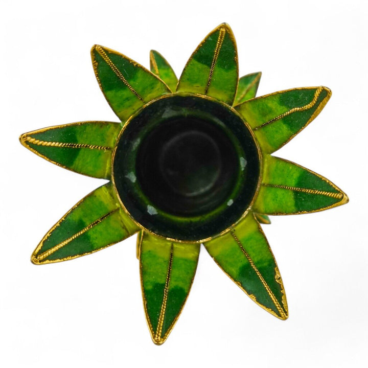 Cloisonne Enameled Brass Candle Stick Holder