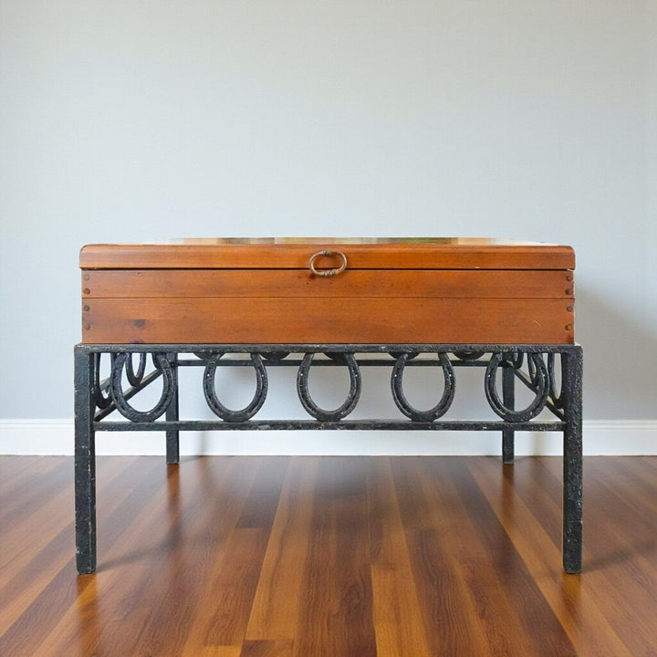Wood and Iron Storage Cocktail Table