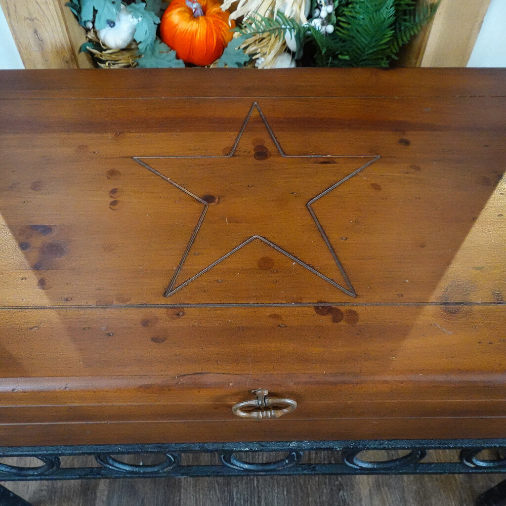 Wood and Iron Storage Cocktail Table
