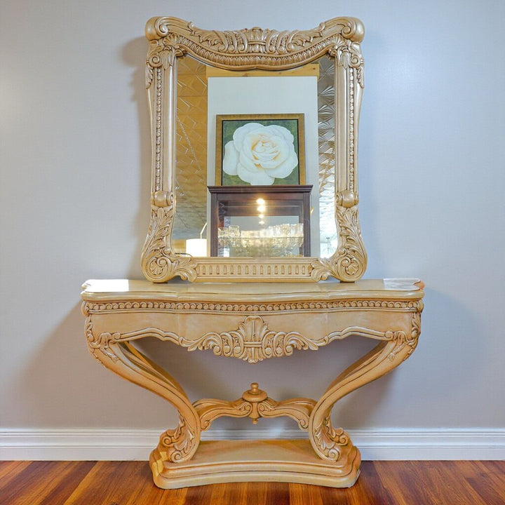 Orig Price $2225 - Ornate Demilune Table with Mirror