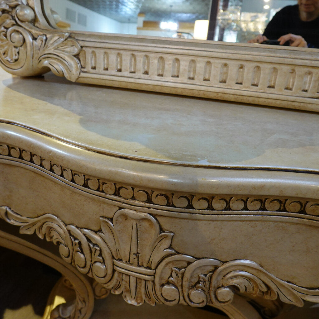 Orig Price $2225 - Ornate Demilune Table with Mirror