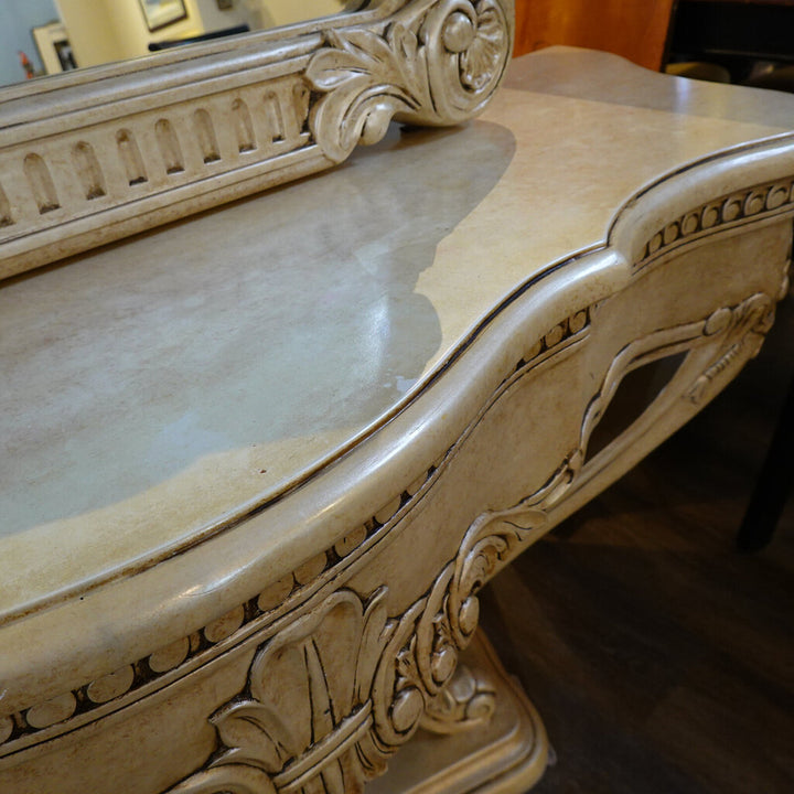 Orig Price $2225 - Ornate Demilune Table with Mirror