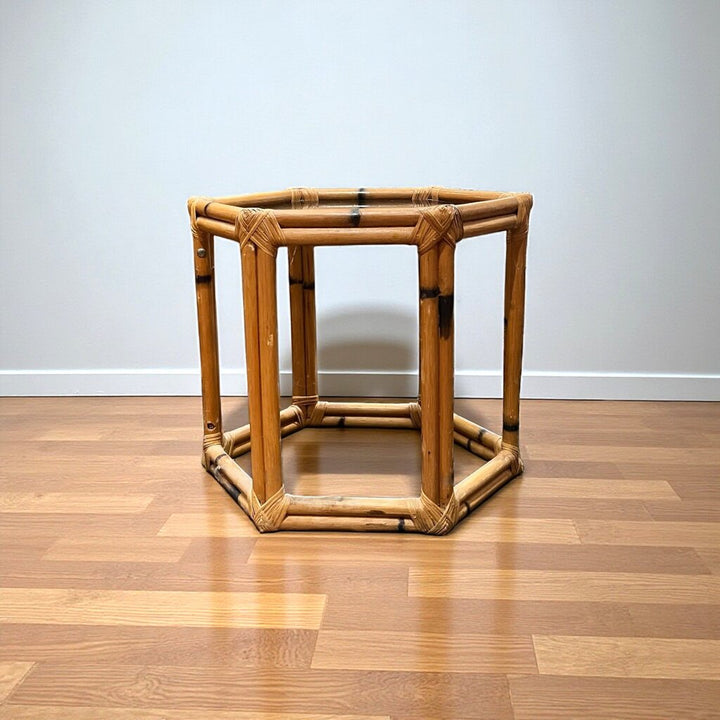 Bamboo End table w/ Glass Top