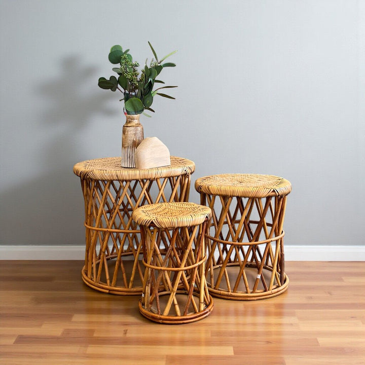 Rattan Stools (Set of 3)
