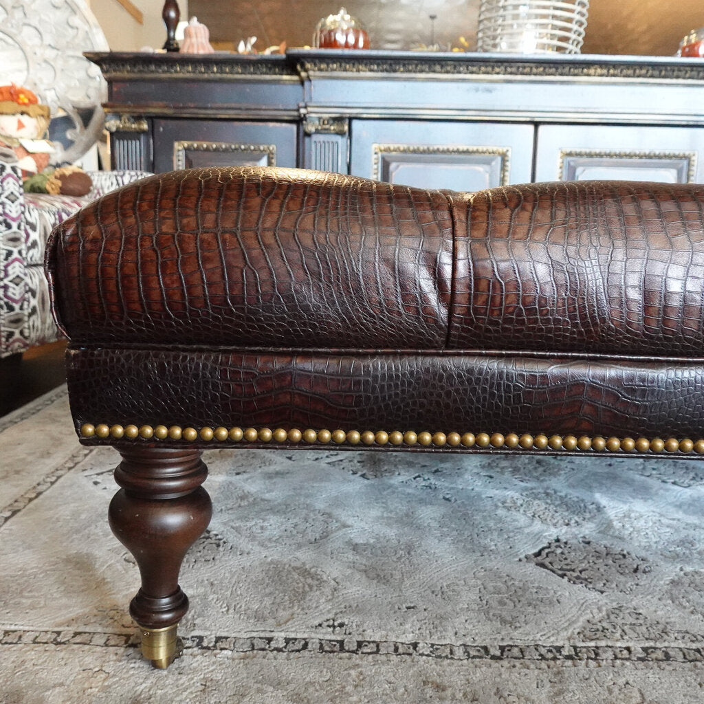 Tufted Leather Cocktail Ottoman