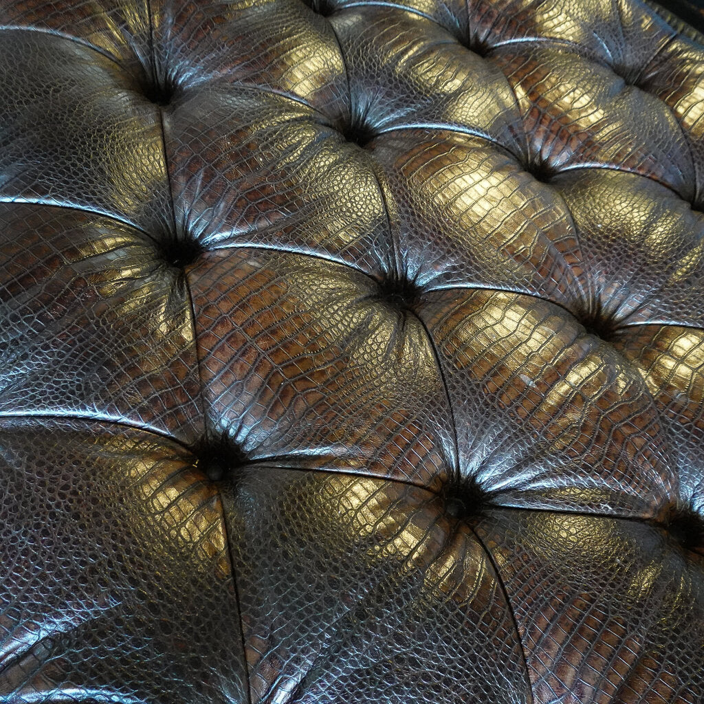 Tufted Leather Cocktail Ottoman
