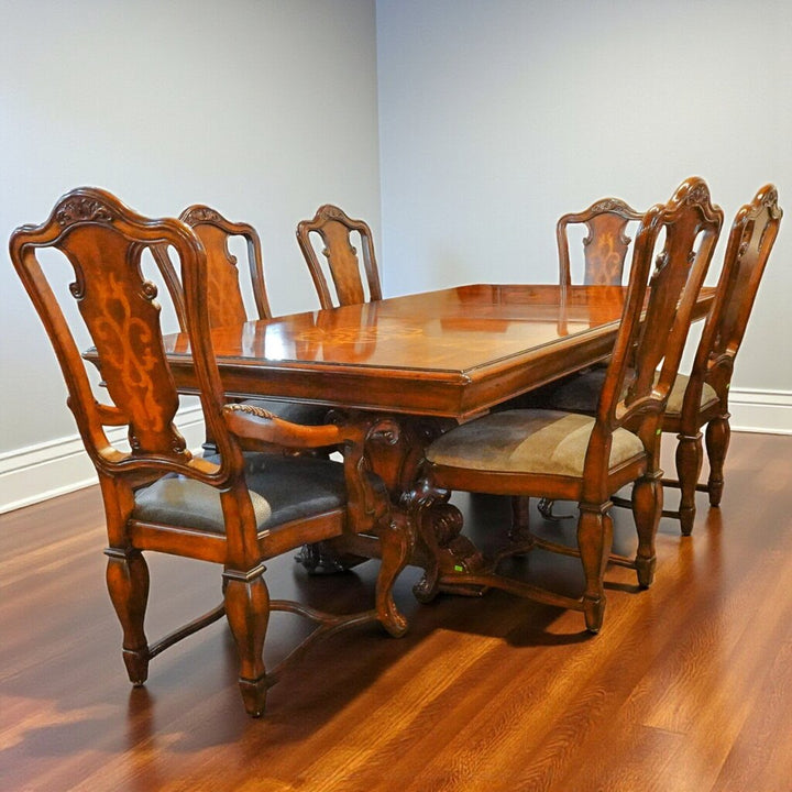 Orig Price $3600 - Dining Table with 2 Leaves and 6 Chairs
