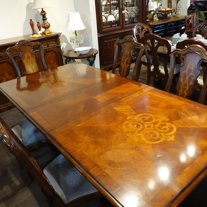 Orig Price $3600 - Dining Table with 2 Leaves and 6 Chairs