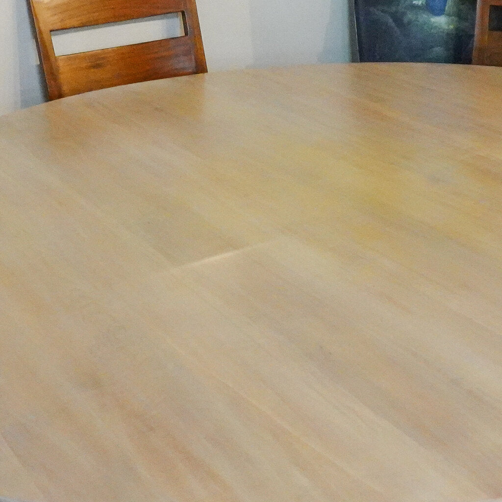 Orig Price $2000 - Round Dining Table with Iron Scroll Base