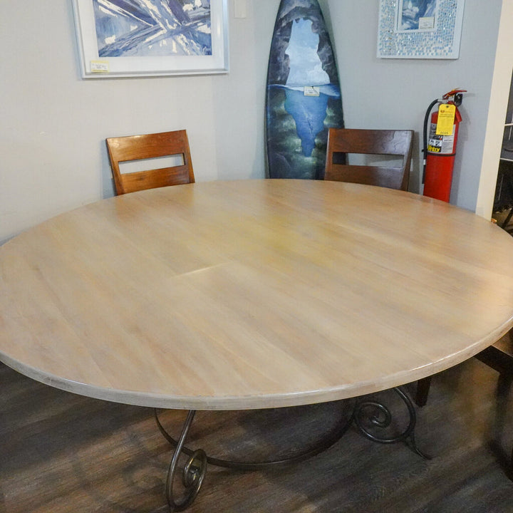 Orig Price $2000 - Round Dining Table with Iron Scroll Base