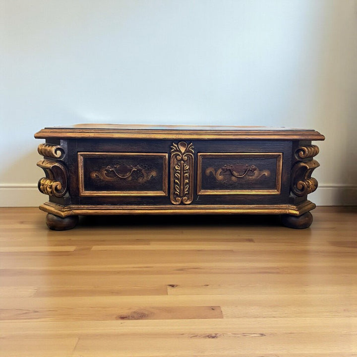 Orig Price $2000 - Carved Cocktail Table w/ Storage