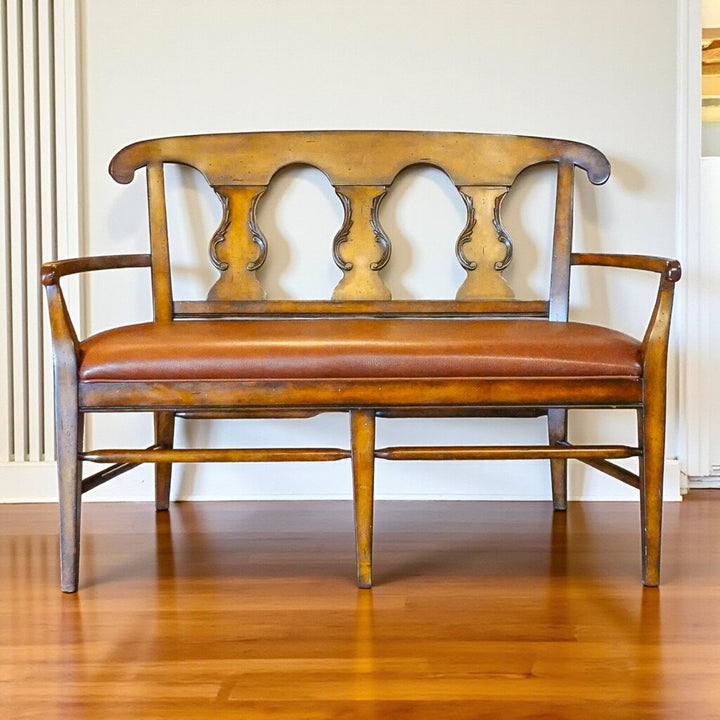 Orig. Price $1200 - Wood and Leather Bench