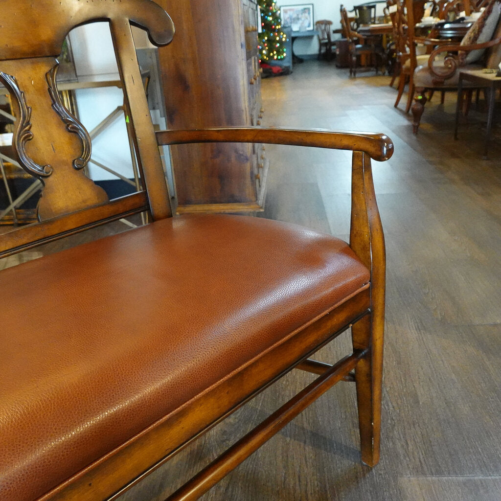 Orig. Price $1200 - Wood and Leather Bench