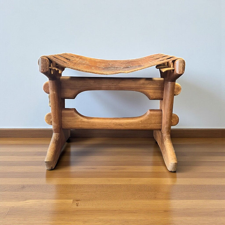 MCM Carved Leather Footstool
