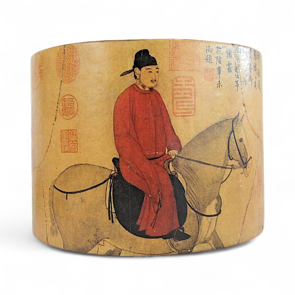 Mache Man Riding Horse Half Round Box