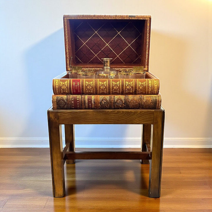 Orig Price $1600 - Book Box w/ Decanter & 6 Glasses