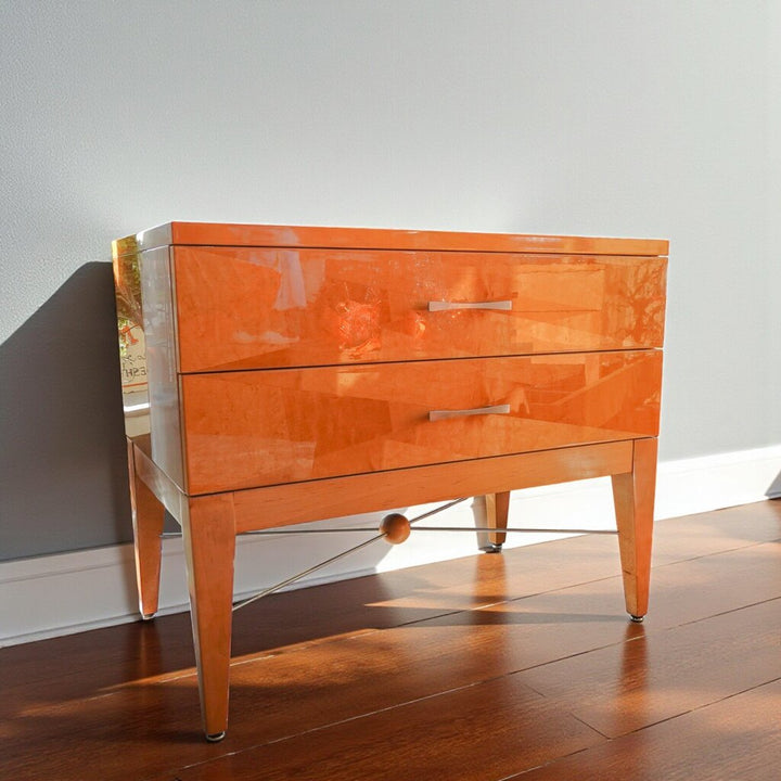 MCM Italian Lacquer 2 Drawer Nightstand