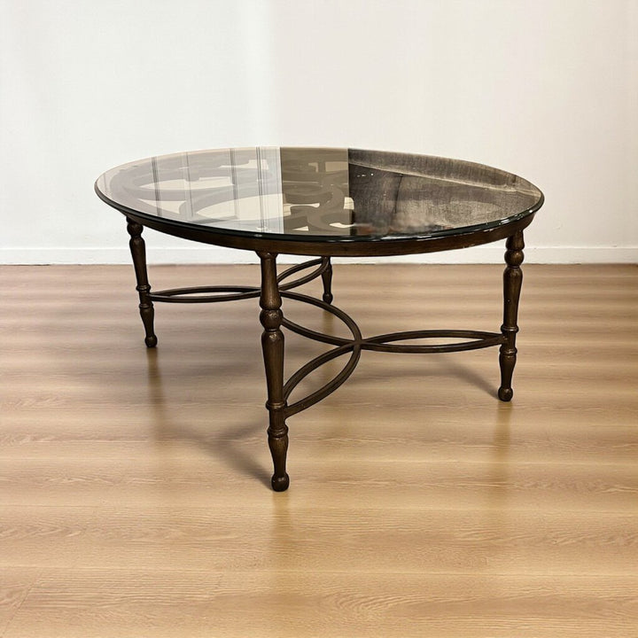 Orig Price $769 - Oval Glass & Metal Cocktail Table