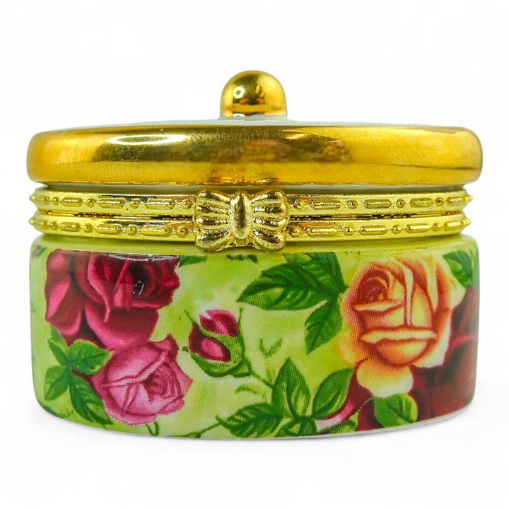 Vintage Floral Hinged Trinket Box