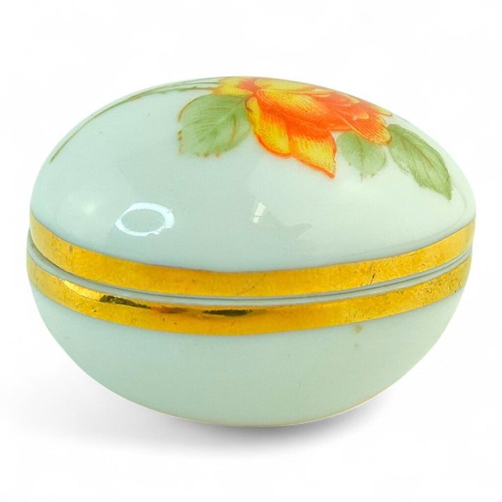 Porcelain Yellow Rose Trinket Box