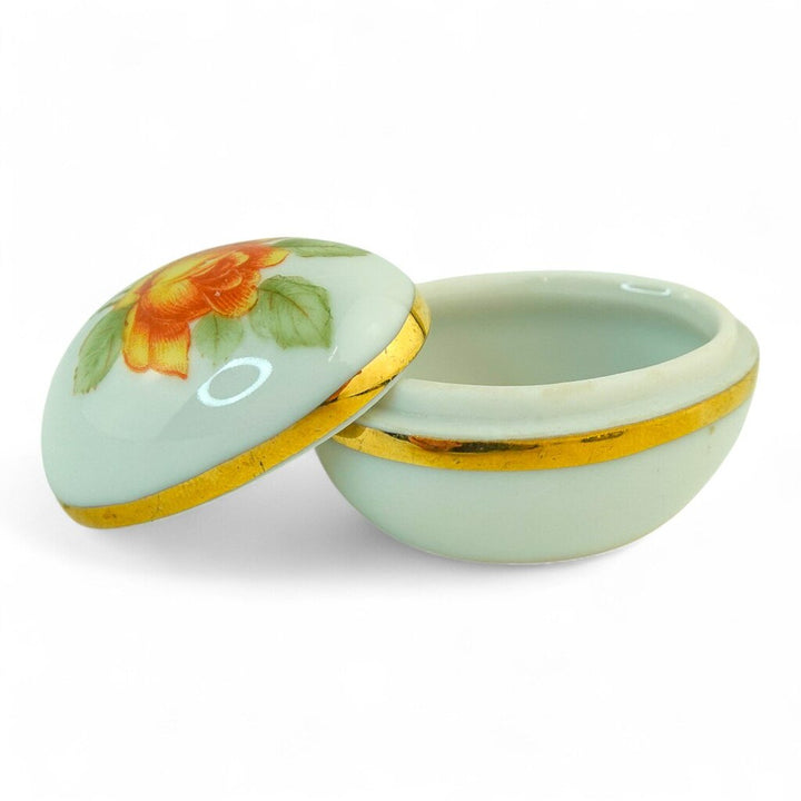 Porcelain Yellow Rose Trinket Box