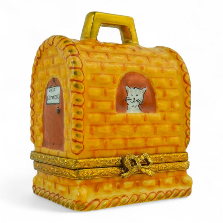 Wicker Cat Carrier Trinket Box