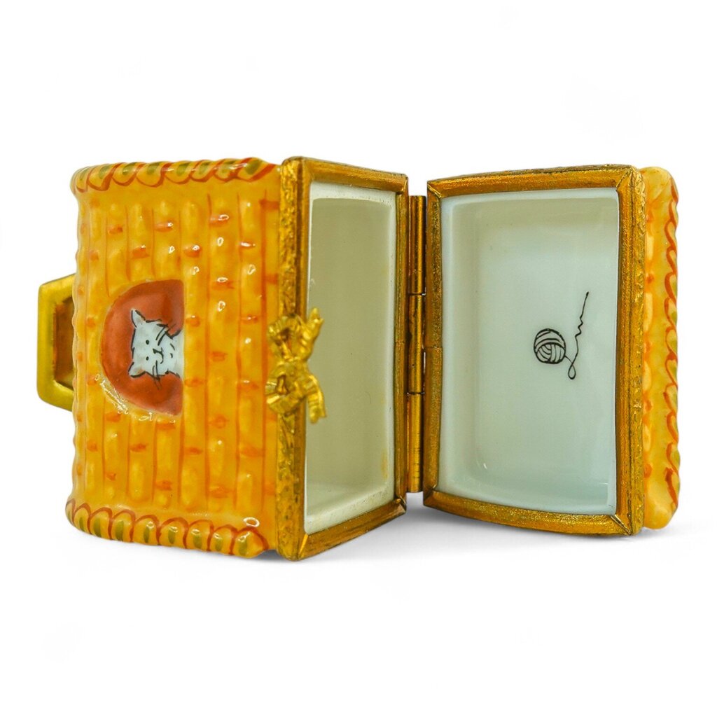 Wicker Cat Carrier Trinket Box