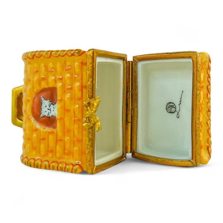 Wicker Cat Carrier Trinket Box