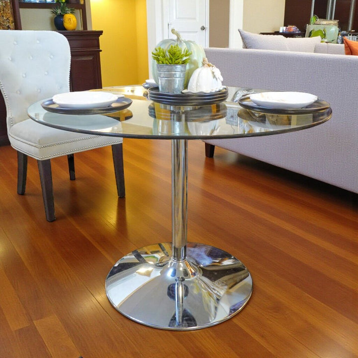 Round Glass and Chrome Dining Table