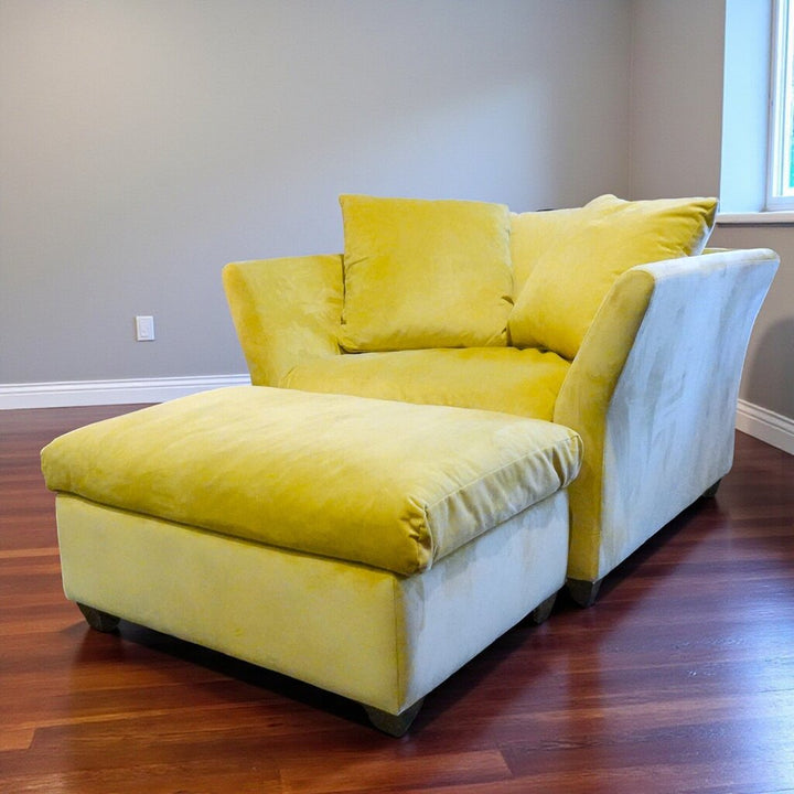 Orig Price $3000 - Oversize Velour Chair with Ottoman