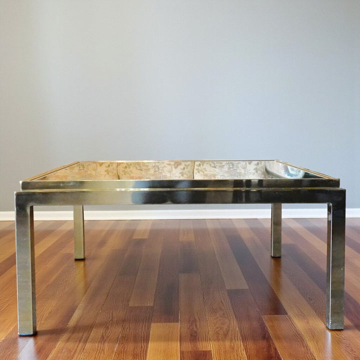 Orig Price $650 - Mirror Top and Brass Cocktail Table