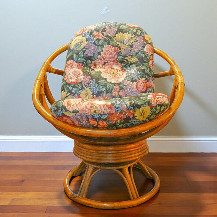 Vintage Rattan Swivel Tub Chair
