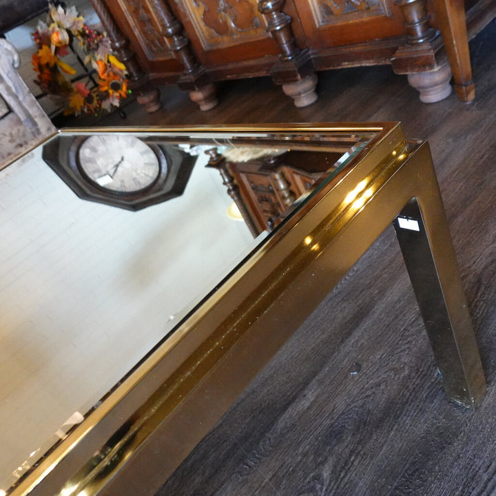 Orig Price $650 - Mirror Top and Brass Cocktail Table