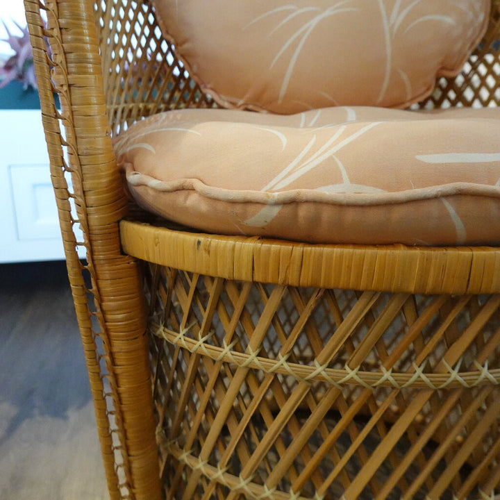 Vintage Petite Cane Peacock Chair with Cushions