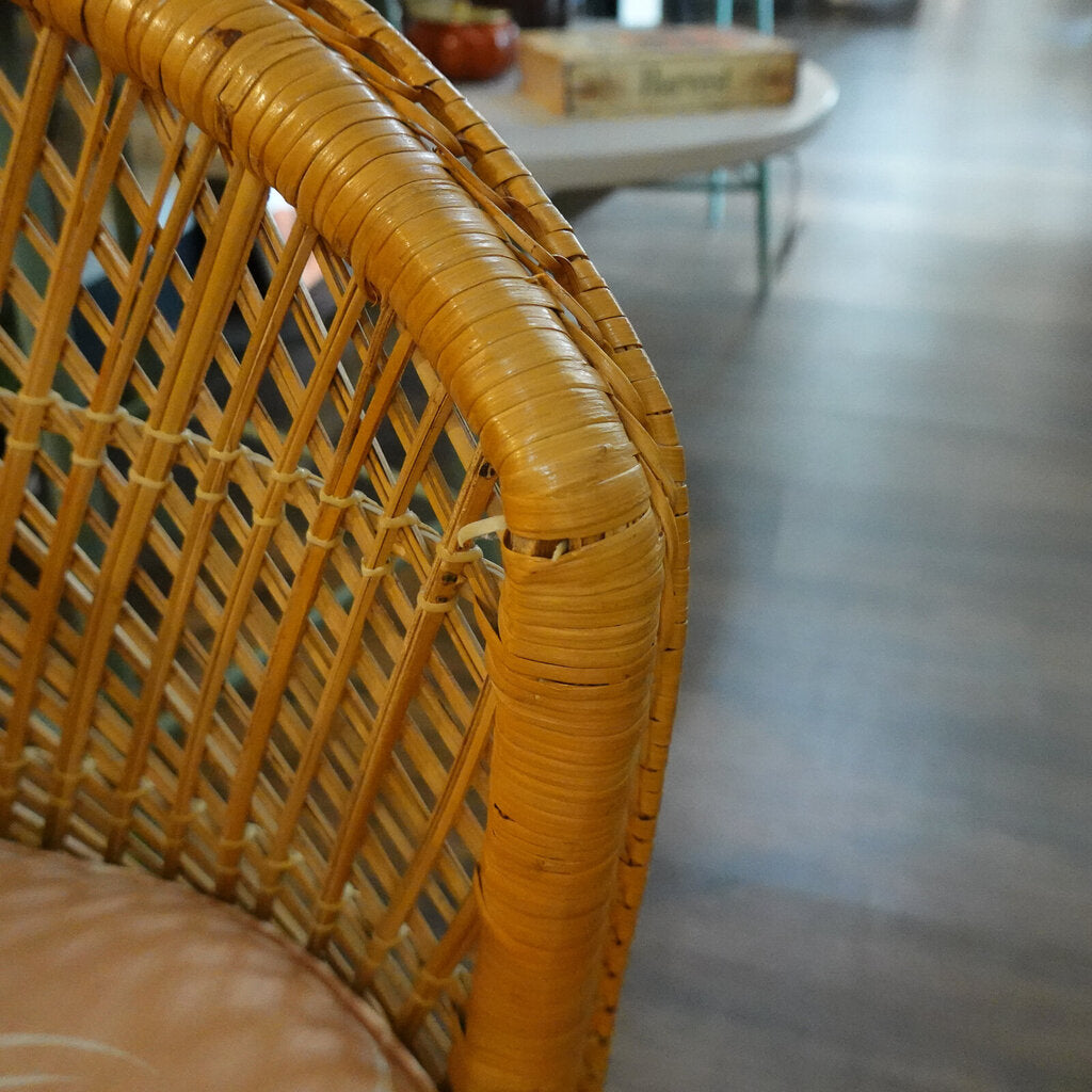 Vintage Petite Cane Peacock Chair with Cushions