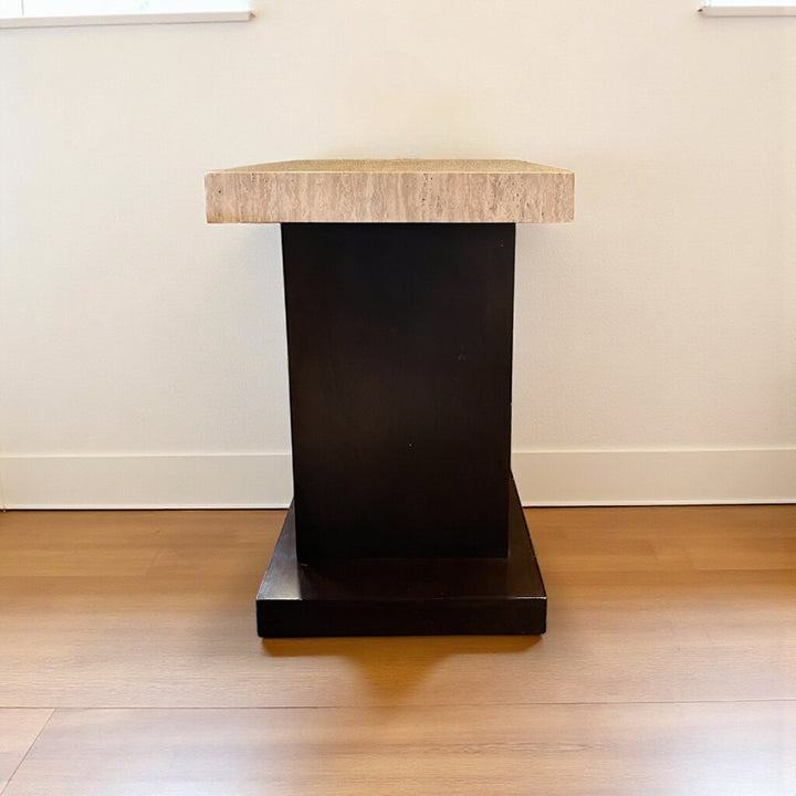Faux Marble End Table w/ Shelf