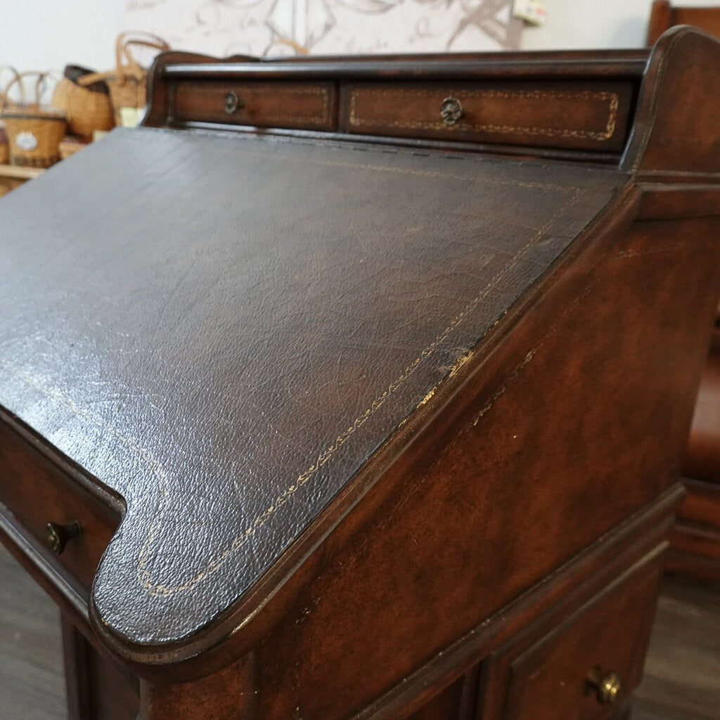 Regency Style Leather Wrapped Davenport Desk