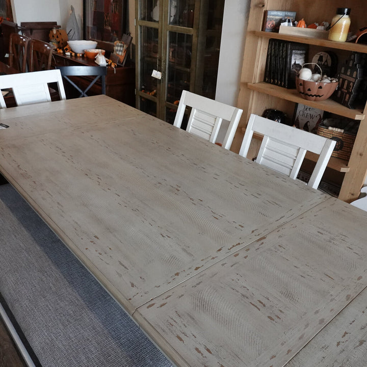 Orig Price $1700 - Pub Height Table with Extensions, Chairs and Bench
