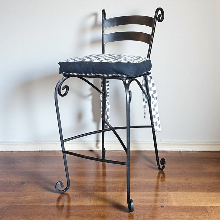 Courtly Check Chair Cushion with Iron Stool
